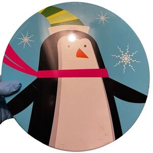 Festive Penguin Christmas tin Vintage storage